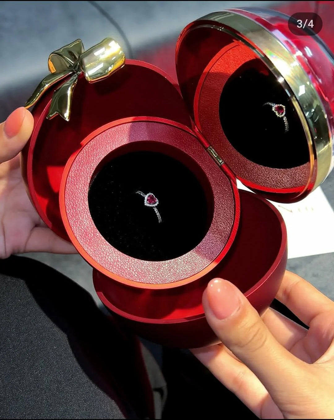 Joyero Rosa Eterna + Anillo de Corazón💖 (Con Bolsa de Regalo)