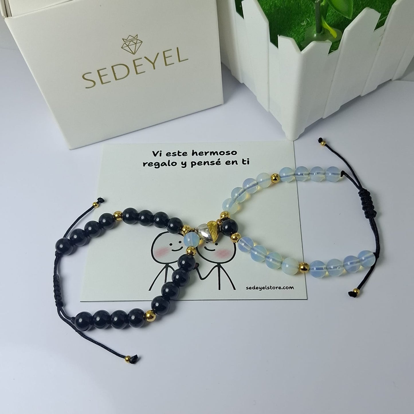 Pulsera de Onix Negro y Piedra Luna